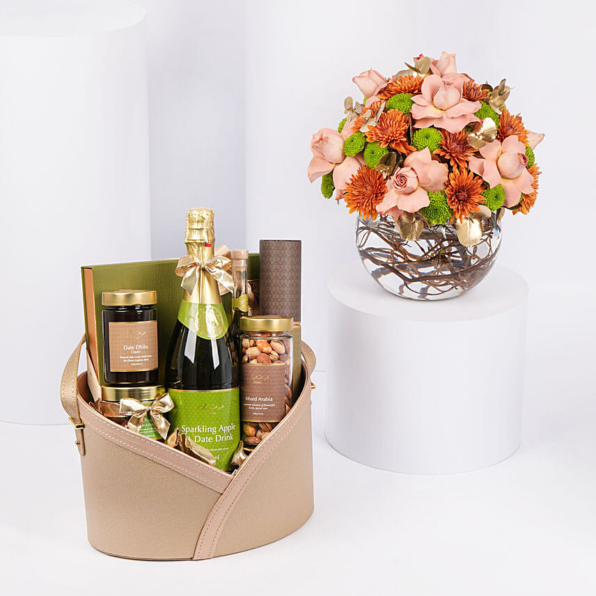 Bateel Duke Hamper and Flowers: Anniversary Hampers