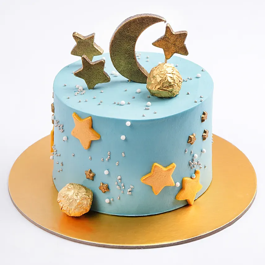 Blue Sky and Moon Cake with Rochers: Ramadan Kareem Cakes