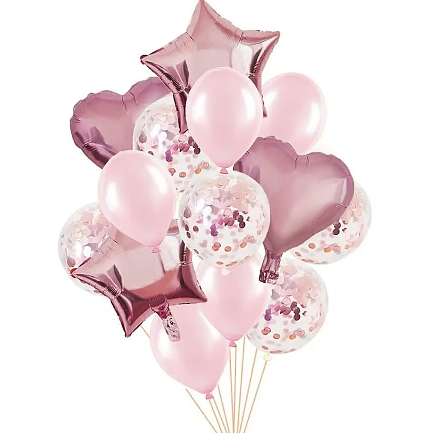Heart n Star Shaped Rose Gold Balloons: Baby Shower Gifts 