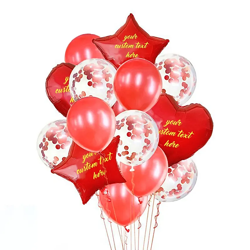 بالونات حمراء لاتكس وفويل بشكل قلوب ونجوم بنص قابل للتعديل: هدايا عيد ميلاد حبيبتي
