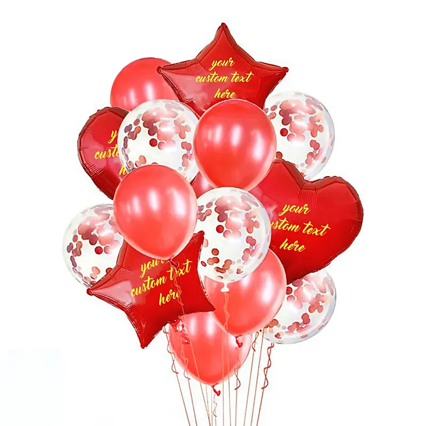 Sweet Star n Heart Shaped Customized Text Red Balloons: Birthday Gifts for Girlfriend