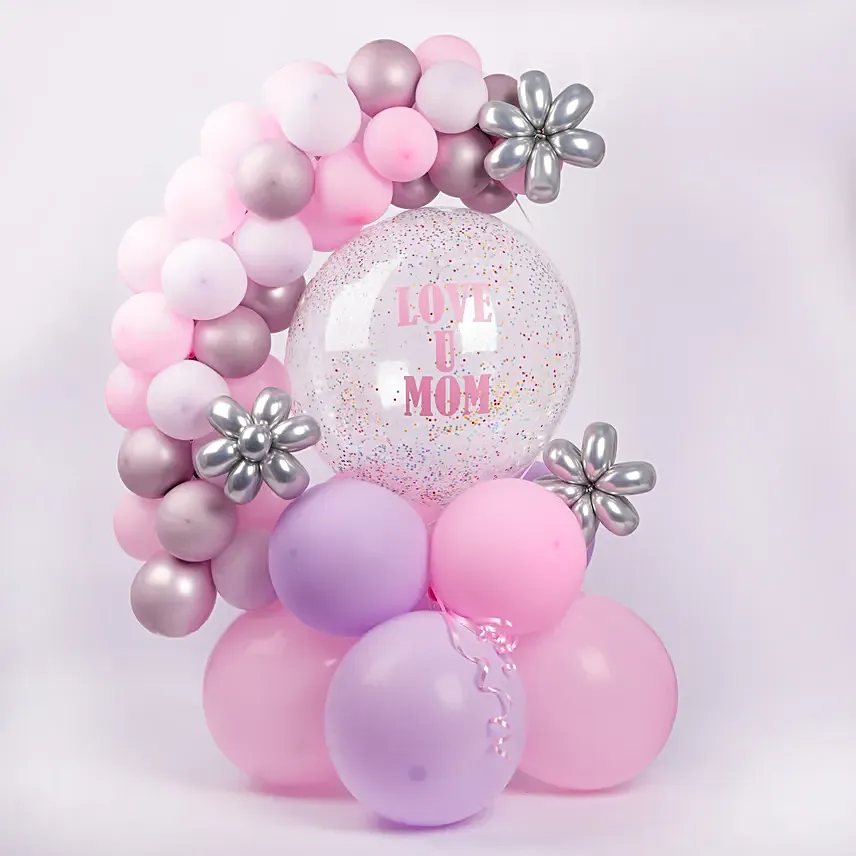 Love You Mom Balloon Arrangement: تنسيق ديكور حفلات