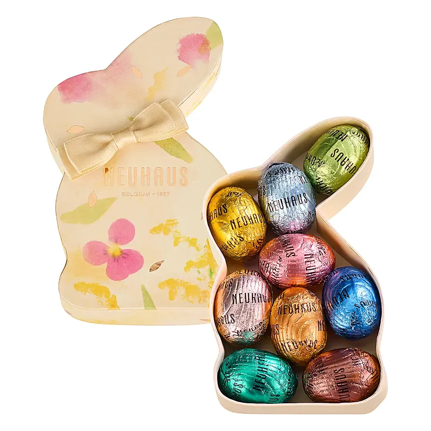 Neuhaus Pink Easter Bunny 9 Chocolates: Easter Chocolate Eggs