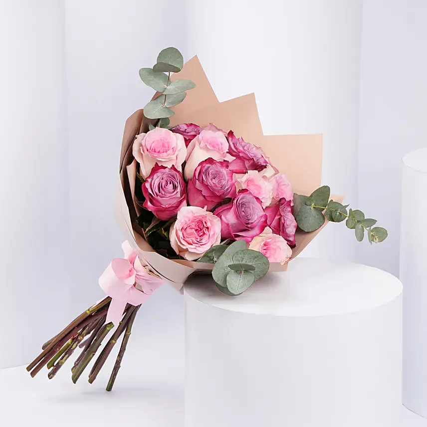 6 Purple and 6 Pink Roses Bouquet: Best Mother's Day Gifts
