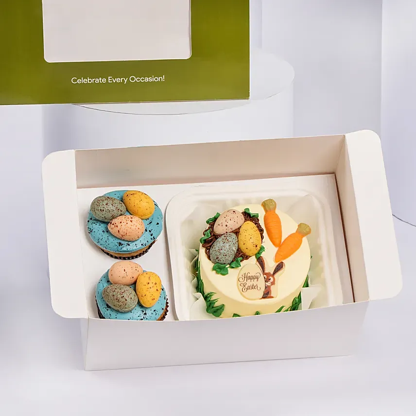 Easter Bento Cake And Cupcakes: Cheerful Easter Gifts