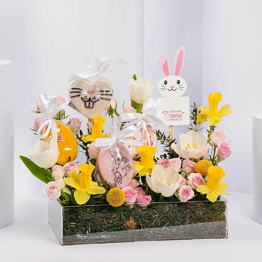 Easter Cookies And Daffodils Tray: Gifts Combos 