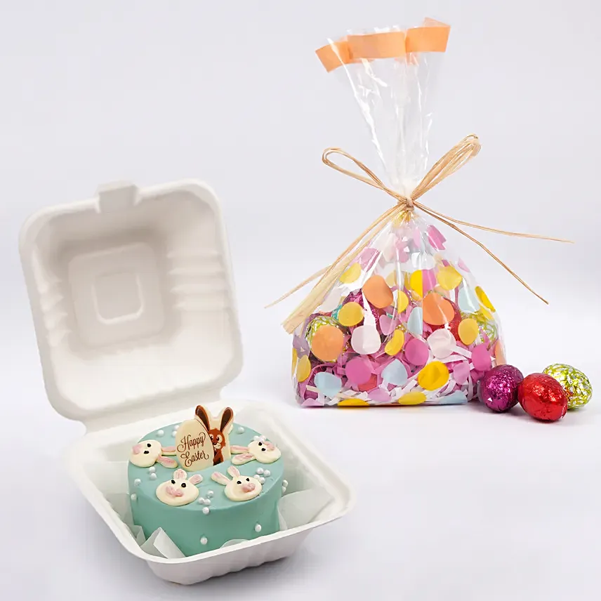 Happy Easter Bento Cake With Chocolates: Easter Gifts