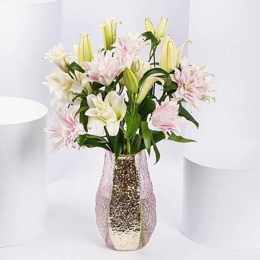 Stunning Rose Lilies Arrangement: Gifts for Womens Day