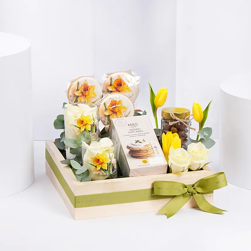 Birthday Wishes with Daffodil Theme Hamper: Gift Hampers