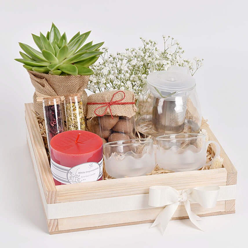 Tea n Cookies Gift Tray: Boss Day Gifts