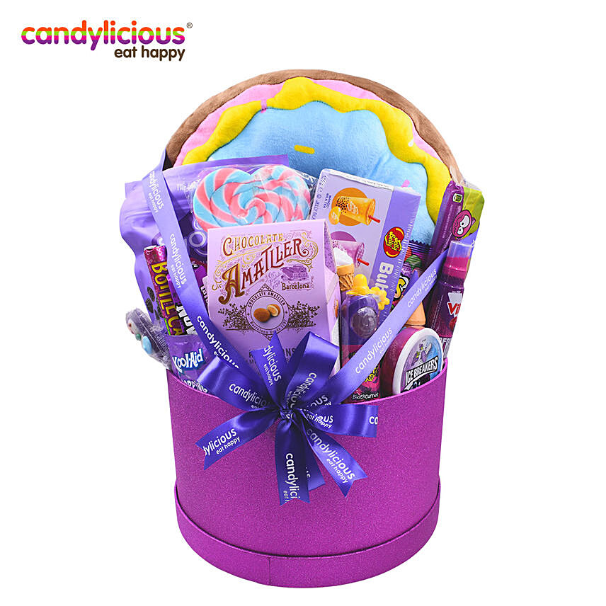 Candylicious Dount Plush Purple Gift Box: Birthday Gifts to Al Ain
