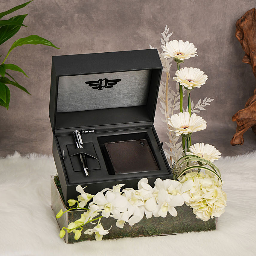 Gentlemans Combo Of Police Accessory And Flowers: Anniversary Gifts