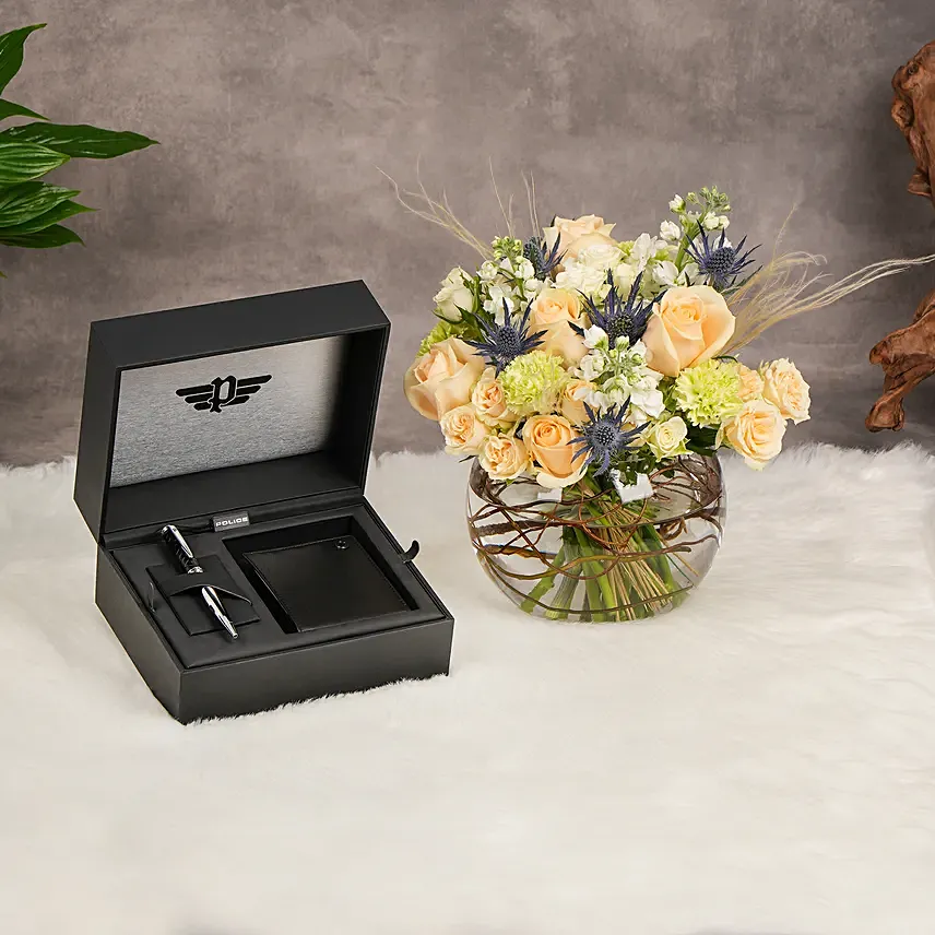 Pen And Wallet Set By Police With Flowers: Branded Gifts