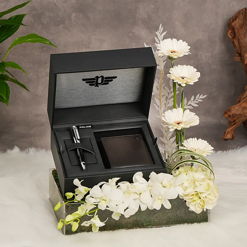 Gentlemans Combo Of Police Accessory And Flowers: Gifts Combos 