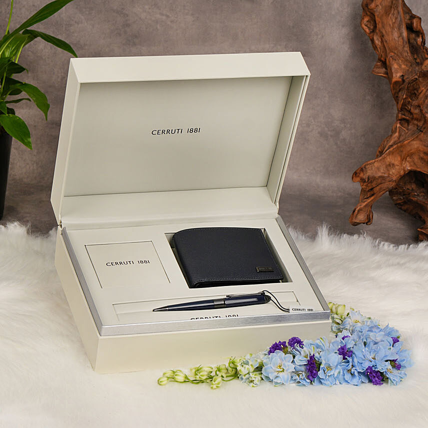Luxury Box Of Pen And Blue Wallet By Cerruti: New Arrival hampers
