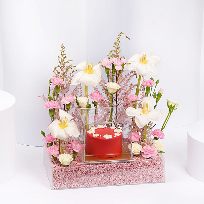 Hues of Pink: Flowers and Cake for Birthday 