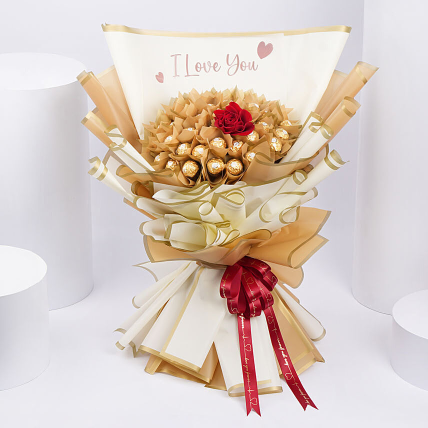 Anniversary U Rocher Bouquet: باقة ورد مع شوكولاته