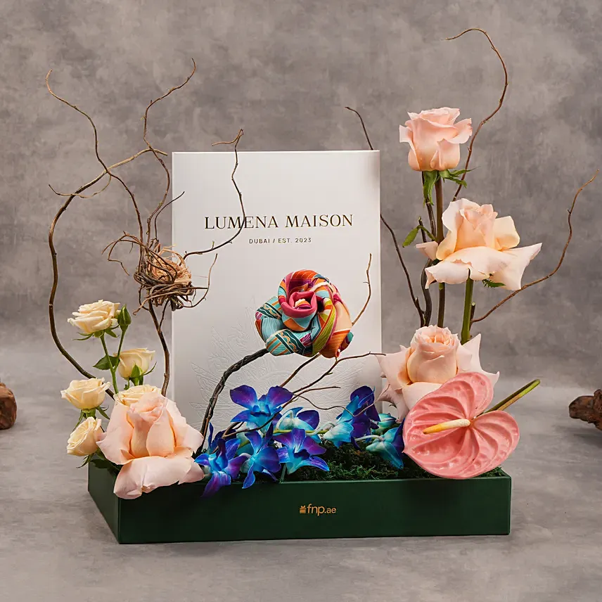 Floral Veins 100% Silk Scarf By Lumena Maison: Gifts Combos 