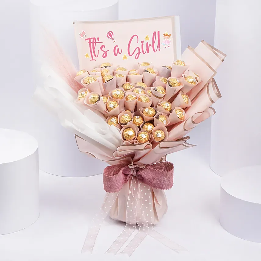 Its A Girl Rocher Bouquet: New Born Gifts