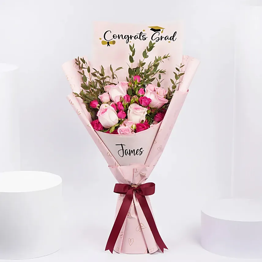 Congrats Grad Roses Bouquet: Pink Roses