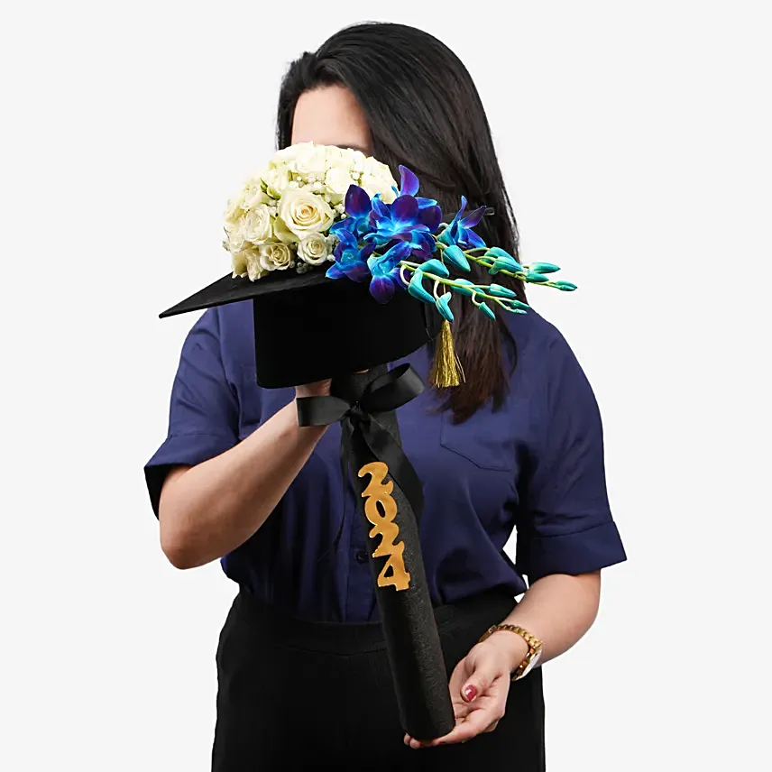Graduation Hat Flowers Arrangement: Gift Shop Abu Dhabi