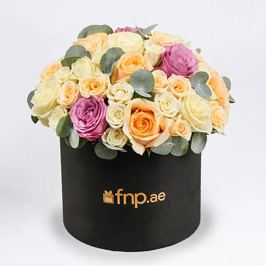 Mix Roses in Black Box: Mothers Day Flowers 2024