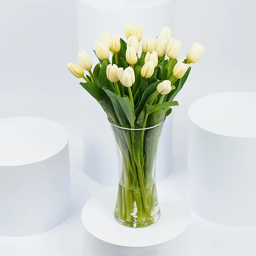 20 White Tulips: Anniversary Flowers to Abu Dhabi