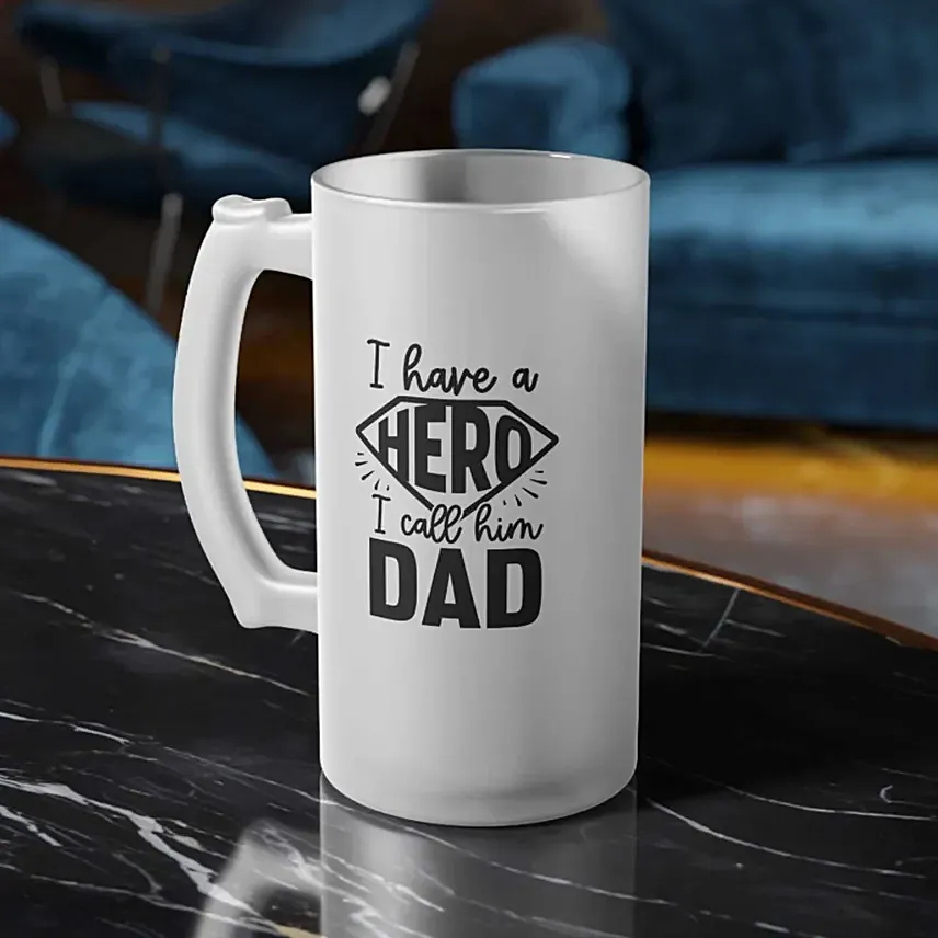 Hero Dad Frosted Beer Mug: Gifts for Dad