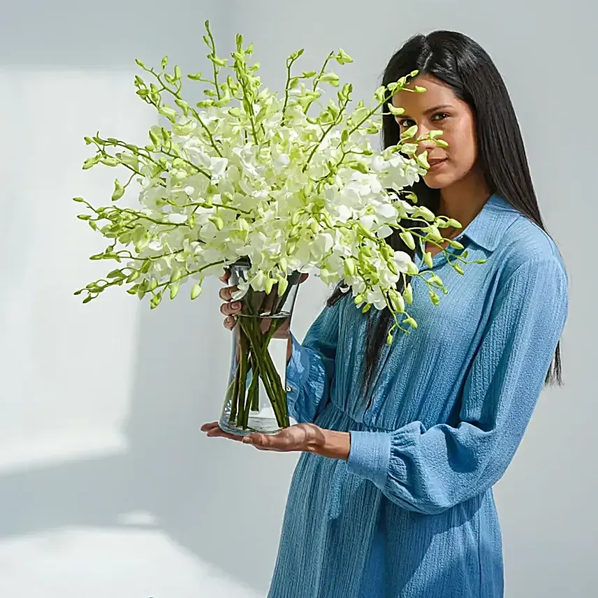38 White Orchid Arrangement: Flower Shop in Abu Dhabi