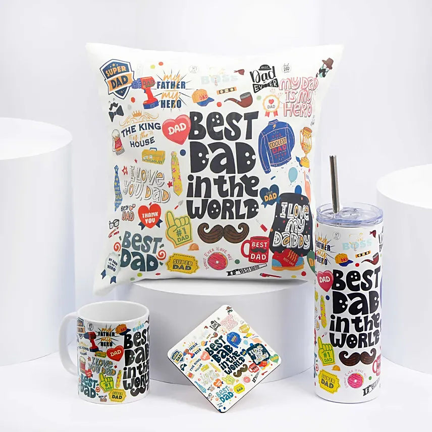 Best Dad In The World Pre Printed Combo: Personalized Father's Day Gifts