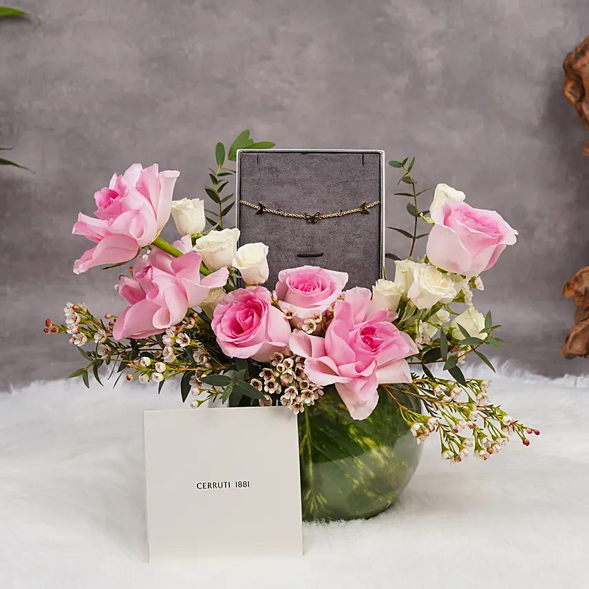 Pink Splash Florals and Cerruti 1881 Bracelet: 