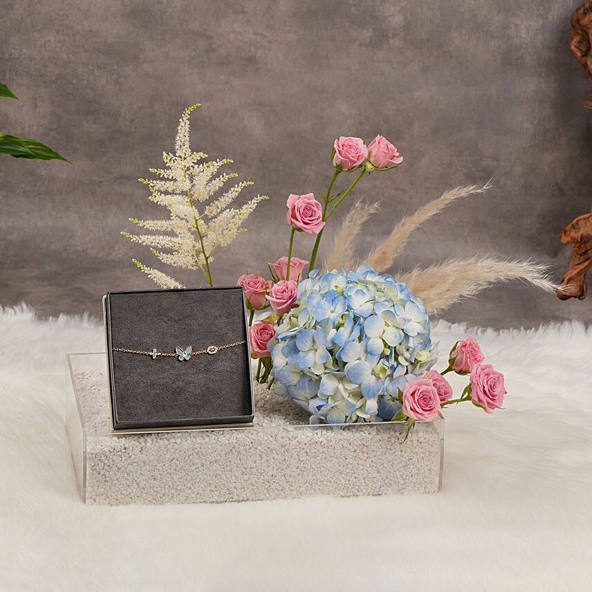 Blue Butterfly Cerruti 1881 Bracelet and Flowers: 