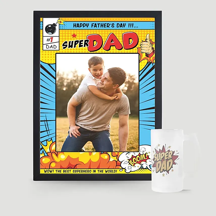 Joyous Moment with Dad Photo Frame and Frosted Mug: Personalized Father's Day Gifts