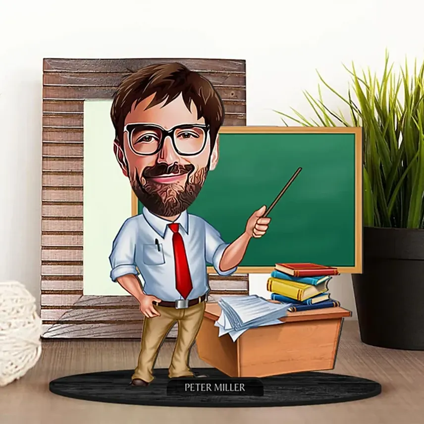 Personalized Male Teacher Caricature: Teachers Day Gifts 