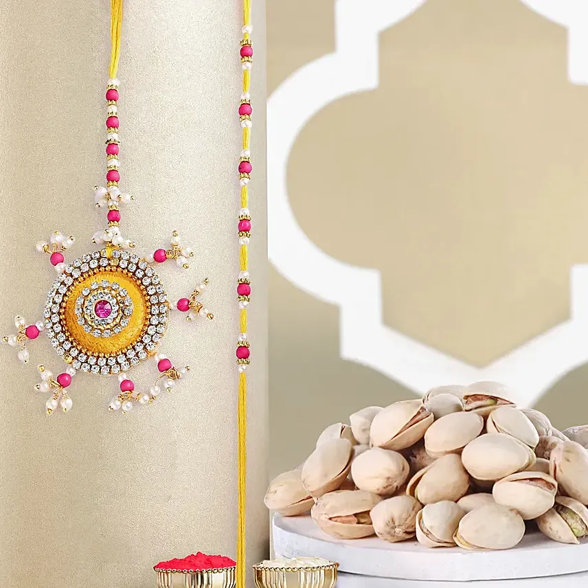 Bhaiya Bhabhi Beads Rakhi N Pistachio: 