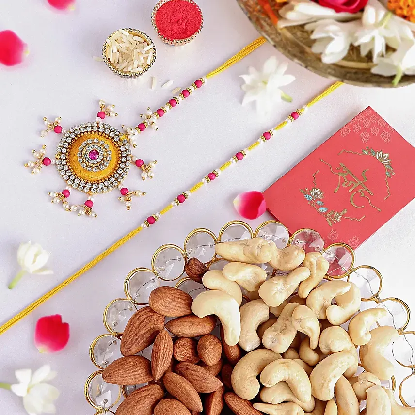 Bhaiya Bhabhi Beads Rakhi Set N Nutty Treasures: Fancy Lumba Rakhi