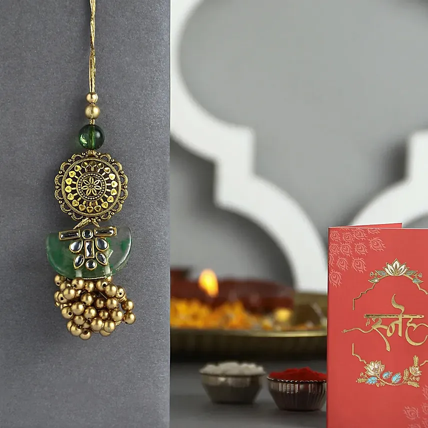 Jeweled Jade Affair Lumba: Fancy Lumba Rakhi