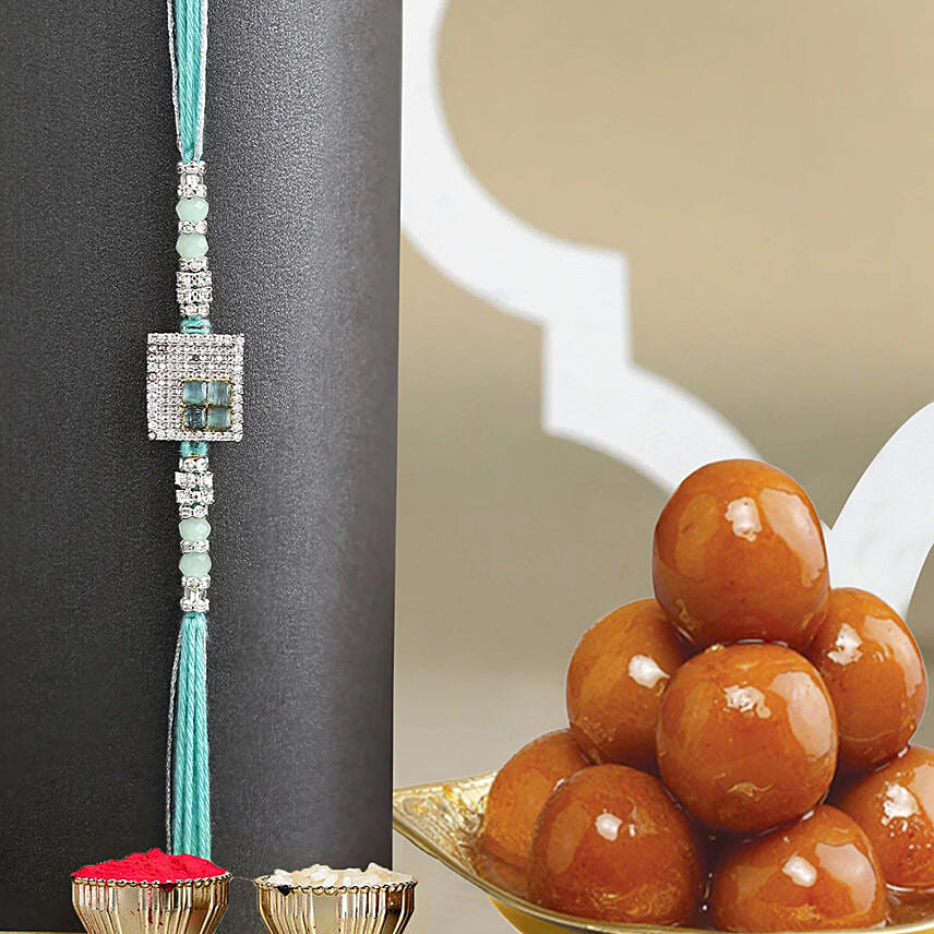 Imperial American Diamond Rakhi N Gulab Jamun: Fancy Rakhi 