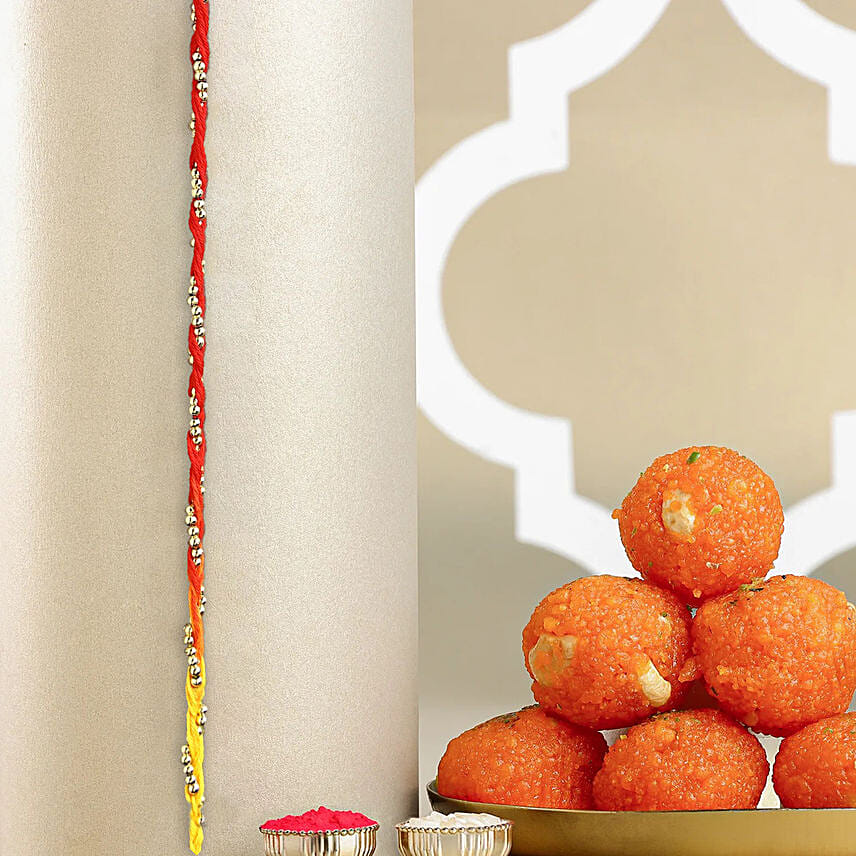 Sacred Beadwork Mauli Rakhi N Milk Sweets Delight: Mauli Rakhi 