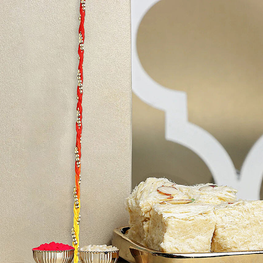 Sacred Beadwork Mauli Rakhi N Soan Papdi: Mauli Rakhi