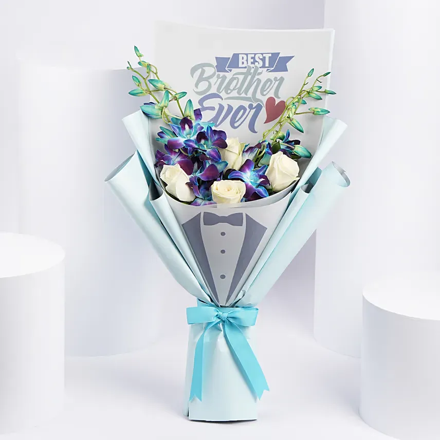 Best Brother Ever Flowers Bouquet: Rakhi With Flowers