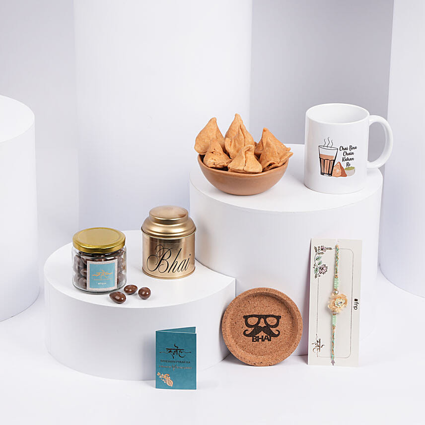 Rakhi Tea Samosa and Dry Fruits Combo: Personalised Combos