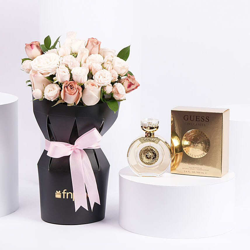 
عطر جي اس بيلا فيتا نسائي مع باقة ورد فخمة: 