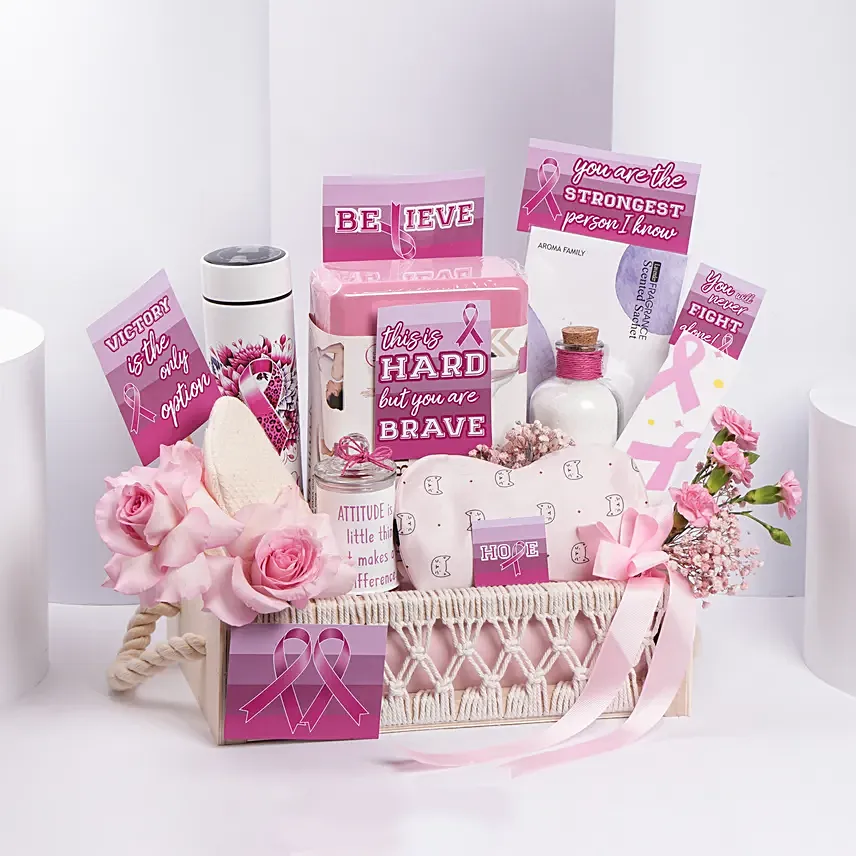 Courage N Hope Care Basket: Breast Cancer Awareness Gifts