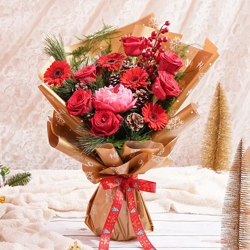 Snowflakes And Roses Bouquet: Bouquets