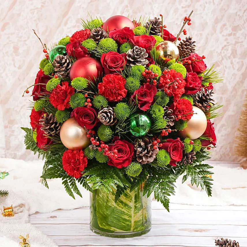 Exotic Flower Vase Arrangement: Christmas Gift For Her