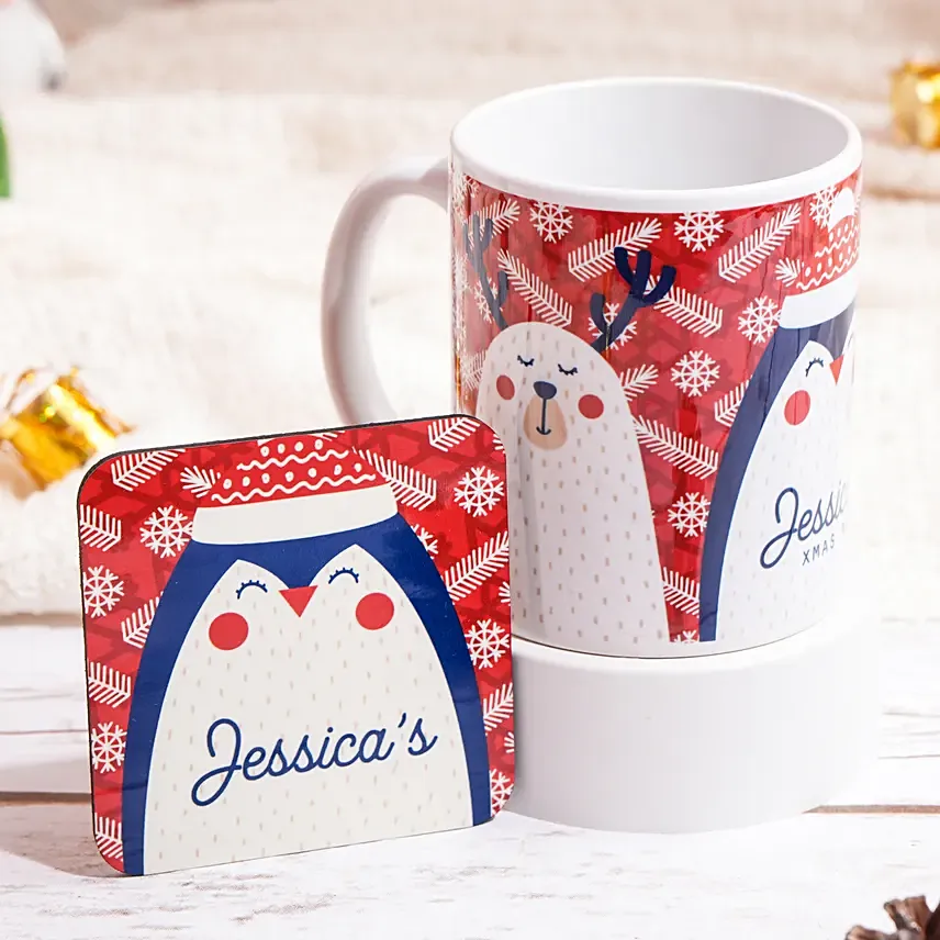 Xmas Personlize Mug And Coaster: Christmas Mugs