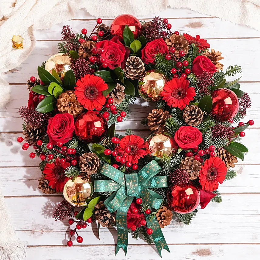Bright Festive Flowers Wreath: Flower Arrangements