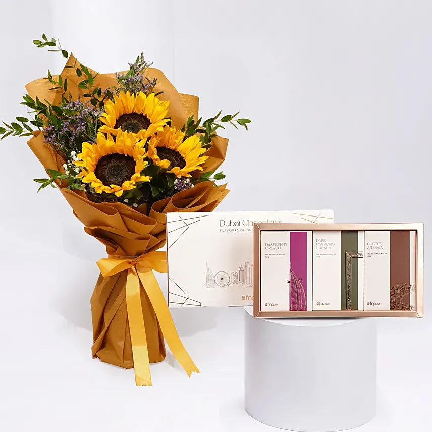 Mesmerising Sunflowers With Dubai Chocolates: Dubai Chocolate