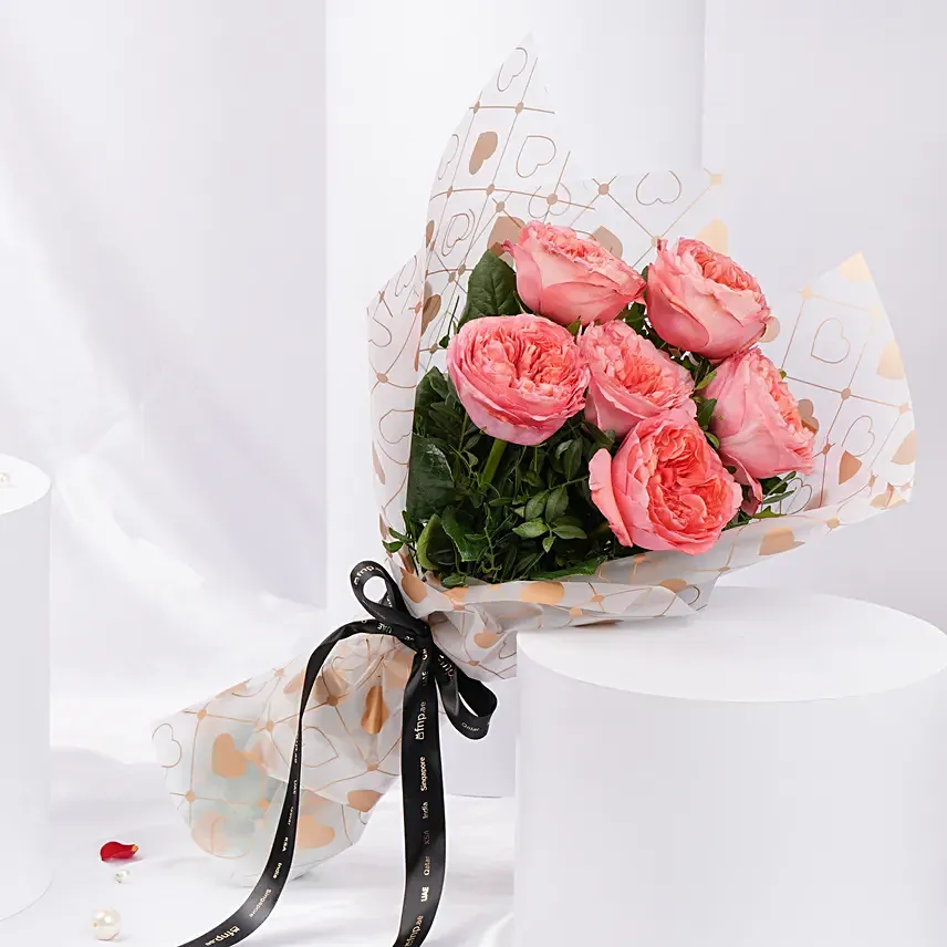 6 Garden Roses Bouquet: Rose Bouquets